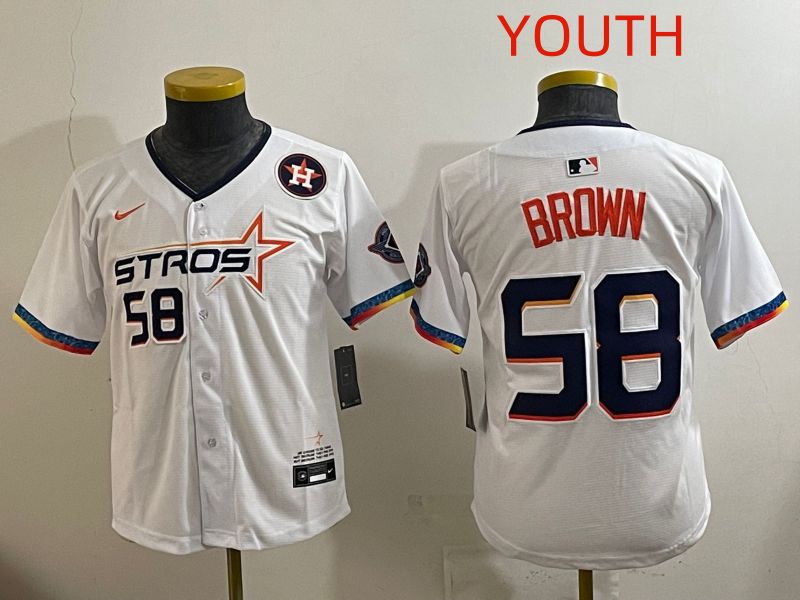 Youth Houston Astros #58 Brown White Fourth generation Joint Name 2025 Nike MLB Jersey style 10